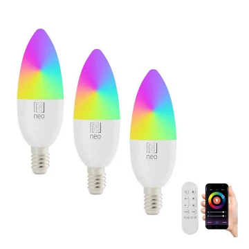 Immax NEO 07716CDO - SADA 3x LED RGB+CCT Stmievateľná žiarovka E14/6W/230V Wi-Fi Tuya + diaľkové ovládanie