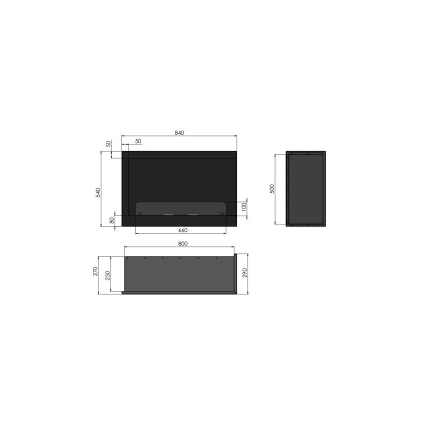InFire - Rohový BIO krb 84x54 cm 3kW čierna