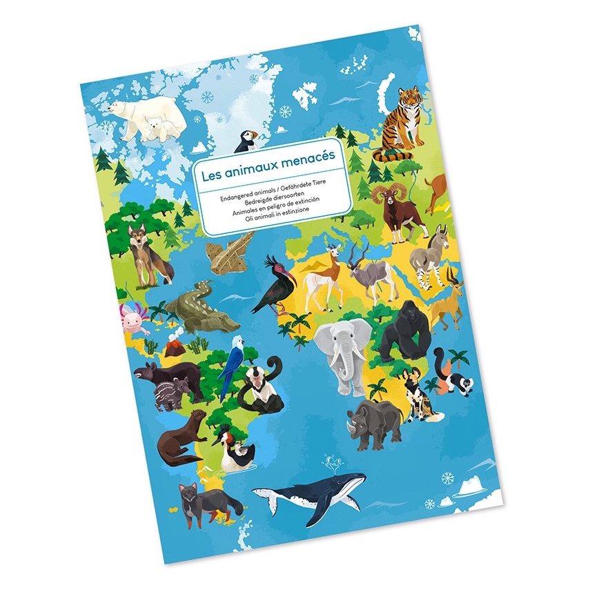 Janod - Detské vzdelávacie puzzle 200 ks ohrozené zvieratá