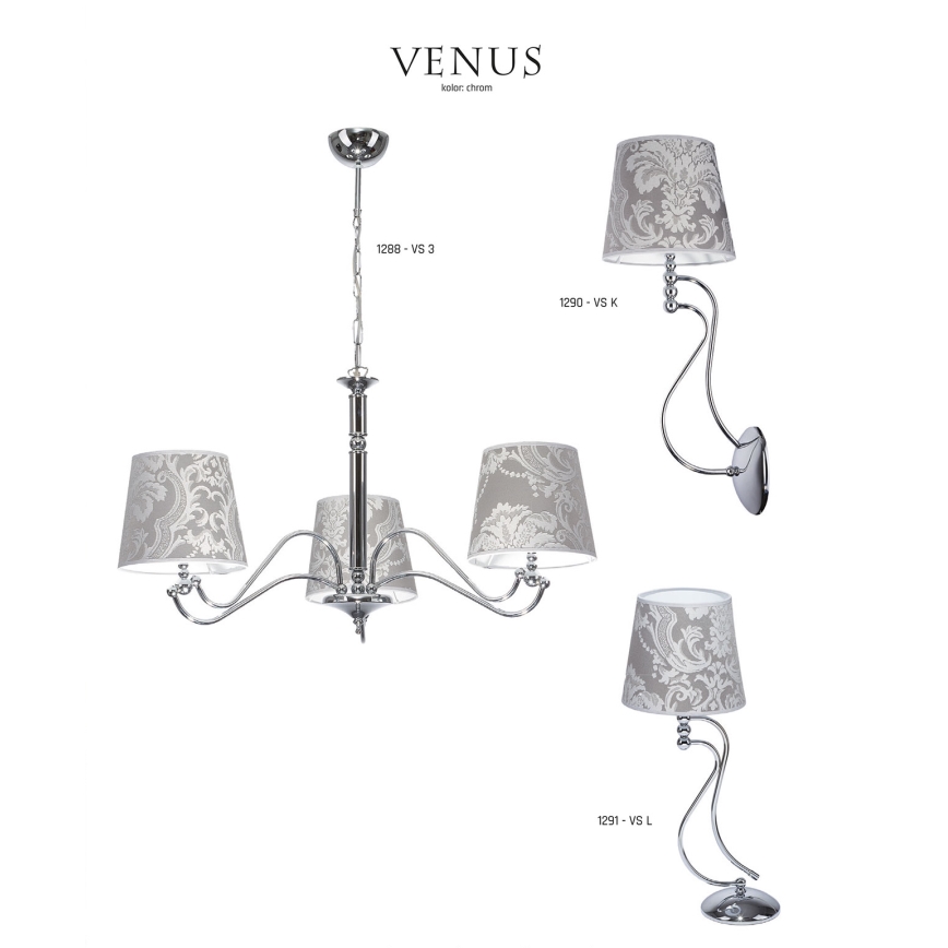 JUPITER 1288-VS3 - Závesné svietidlo VENUS 3xE27/60W