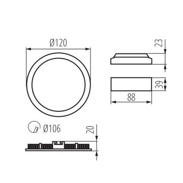 LED Kúpeľňové podhľadové svietidlo ROUNDA LED/6W/230V IP44 čierna pr. 12 cm