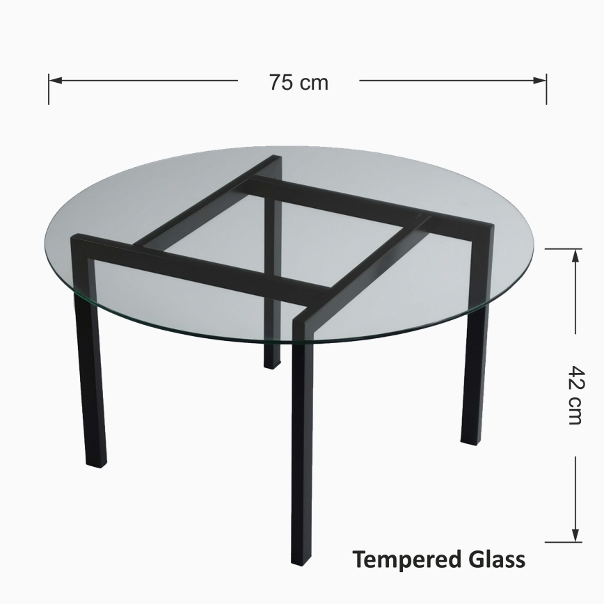 Konferenčný stolík BALANCE 42x75 cm čierna/číra