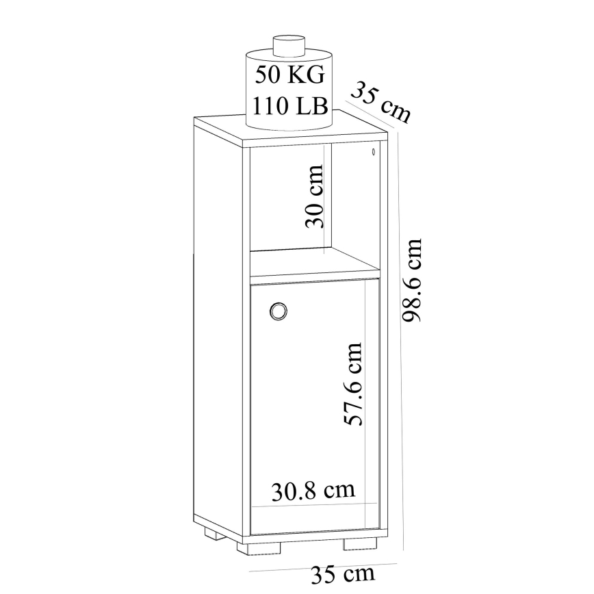 Kúpeľňová skrinka AHU 98,6x35 cm biela