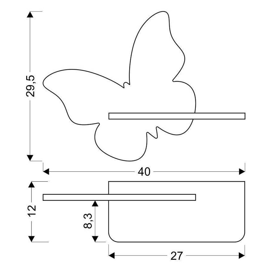 LED Detské nástenné svietidlo s poličkou BUTTERFLY LED/5W/230V zelená/drevo, FSC certifikované