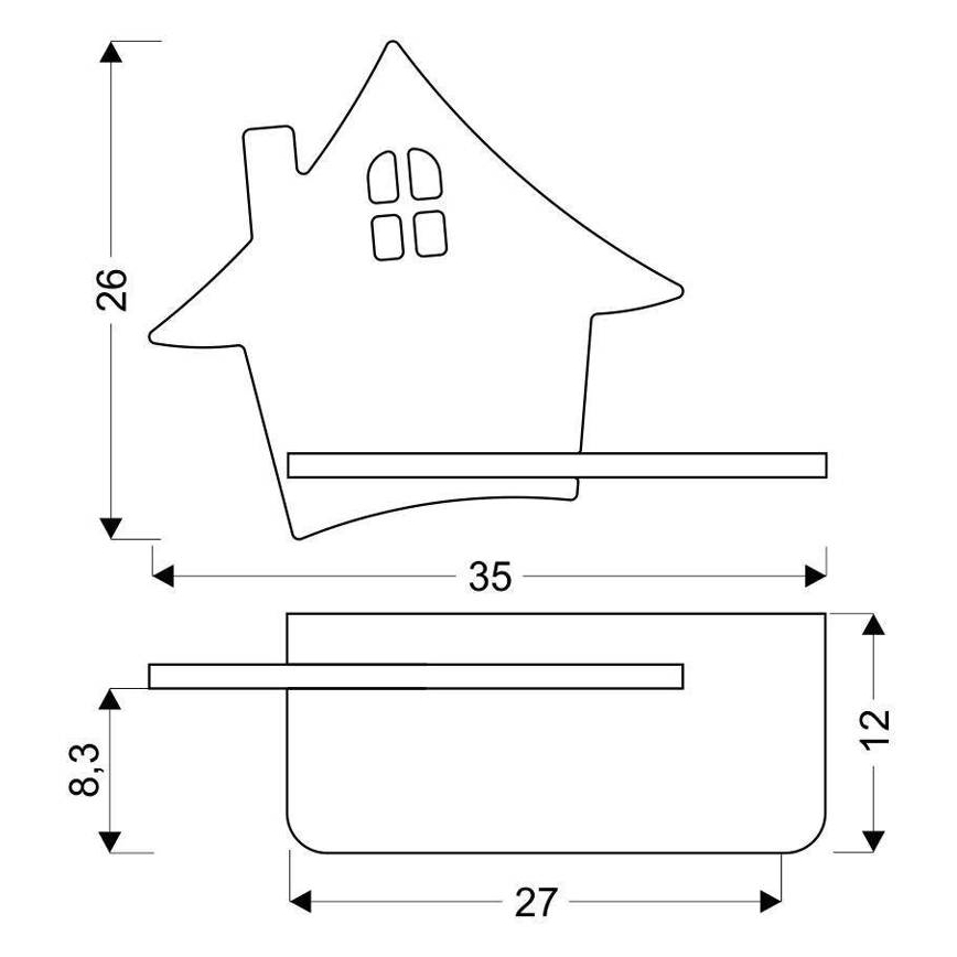 LED Detské nástenné svietidlo s poličkou HOUSE LED/4W/230V šedá/drevo, FSC certifikované