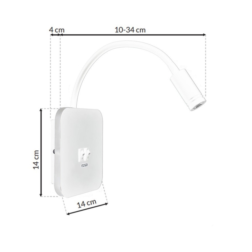 LED Flexibilná lampička BASE 1xLED/8W + 1xLED/2W/230V biela