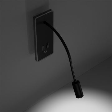 LED Flexibilná lampička BASE 1xLED/8W+1xLED/2W/230V čierna