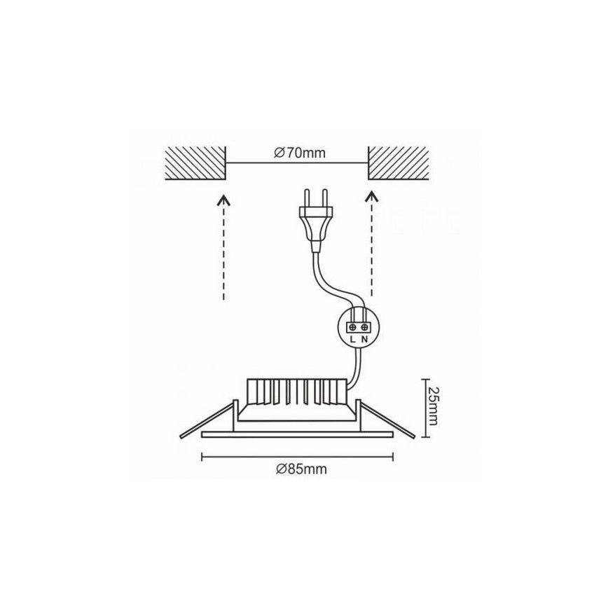 LED Kúpeľňové podhľadové svietidlo LED/7W/230V 4000K biela IP44