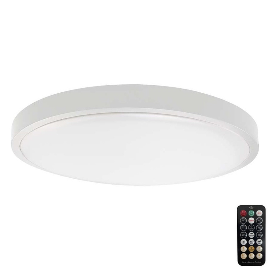 LED Kúpeľňové stropné svietidlo so senzorom LED/18W/230V IP44 3000K pr. 29 cm biela + diaľkové ovládanie