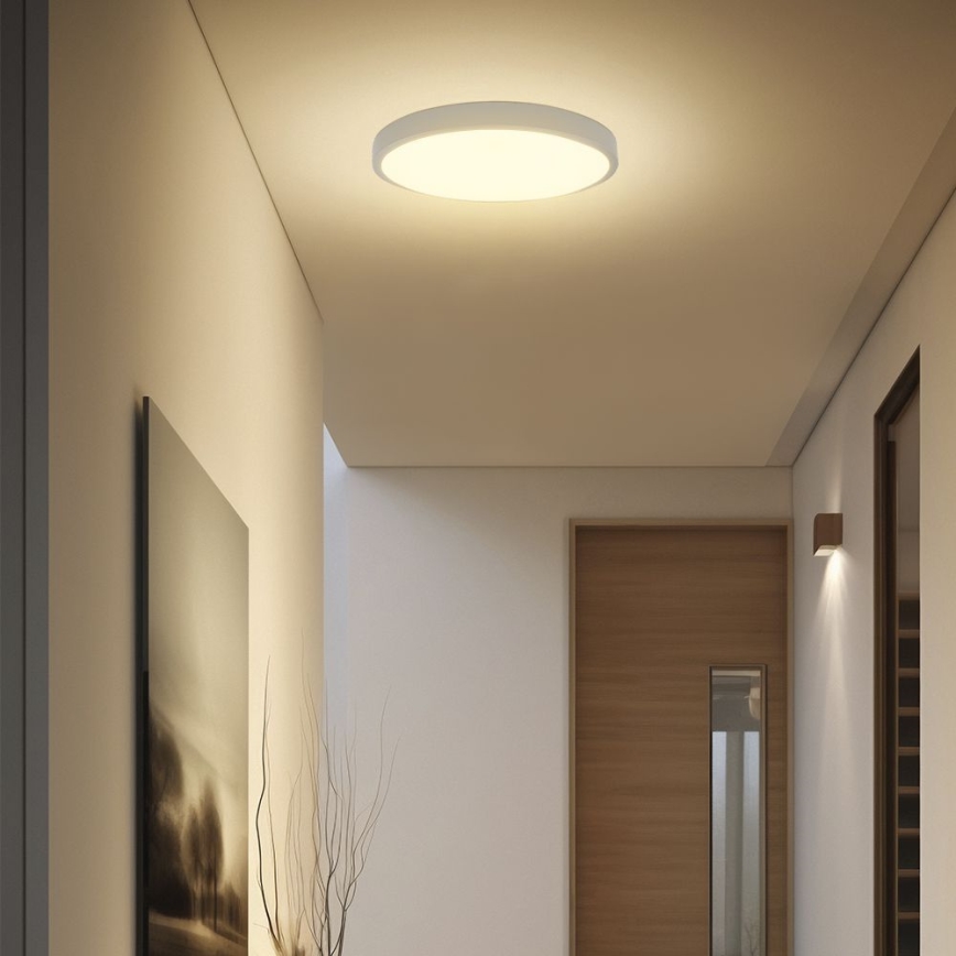 LED Kúpeľňové stropné svietidlo so senzorom LED/18W/230V IP44 3000K pr. 29 cm biela + diaľkové ovládanie