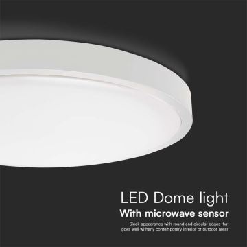 LED Kúpeľňové stropné svietidlo so senzorom LED/18W/230V IP44 3000K pr. 29 cm biela + diaľkové ovládanie