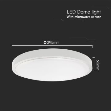 LED Kúpeľňové stropné svietidlo so senzorom LED/18W/230V IP44 3000K pr. 29 cm biela + diaľkové ovládanie