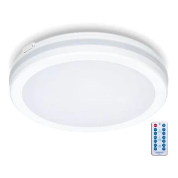 LED Kúpeľňové stropné svietidlo so senzorom LED/24W/230V 3000/4000/6500K IP65 pr. 30 cm biela + diaľkové ovládanie