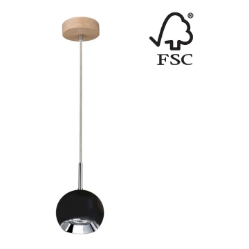 LED Luster na lanku BALL WOOD 1xGU10/5W/230V matný dub – FSC certifikované