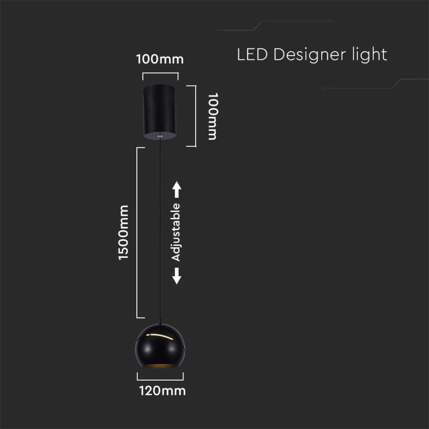 LED Luster na lanku dotykový LED/8,5W/230V 3000K čierna