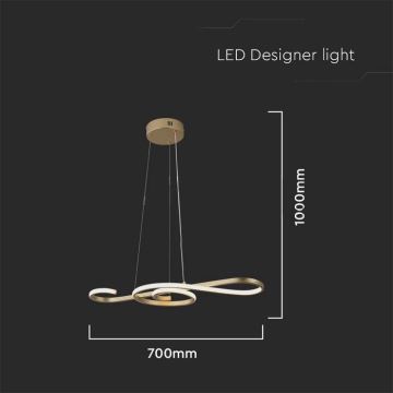 LED Luster na lanku LED/18W/230V 3000K zlatá