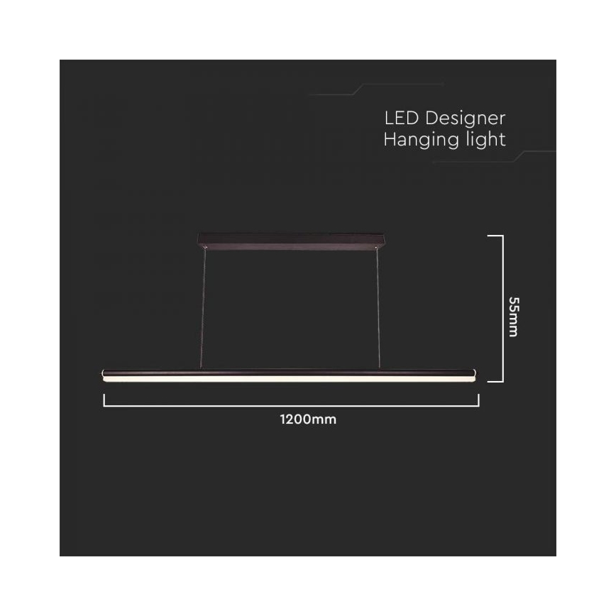 LED Luster na lanku LED/23W/230V 4000K 120 cm čierna