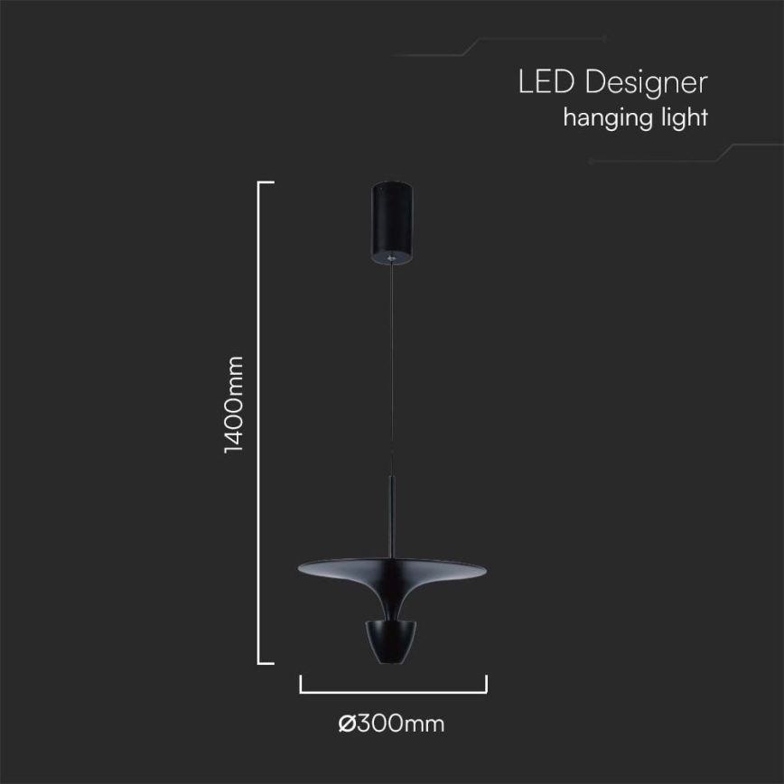 LED Luster na lanku LED/9W/230V 3000K čierna