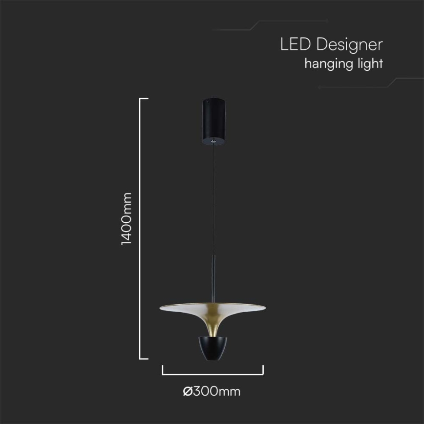 LED Luster na lanku LED/9W/230V 4000K čierna/zlatá