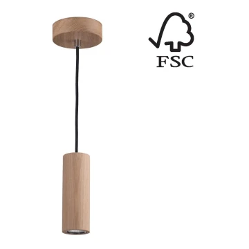 LED Luster na lanku PIPE 1xGU10/5W/230V matný dub – FSC certifikované