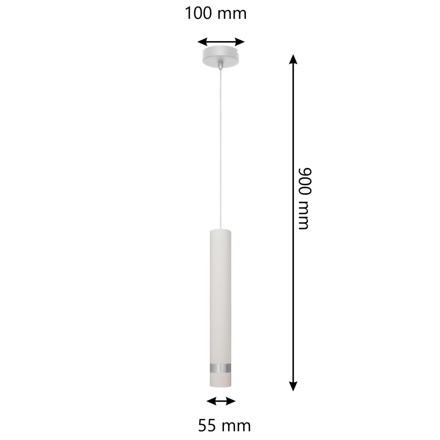 LED Luster na lanku TUBA 1xGU10/4,8W/230V biela/lesklý chróm
