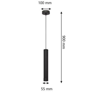 LED Luster na lanku TUBA 1xGU10/4,8W/230V čierna