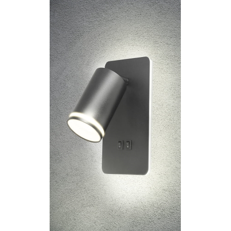 LED Nástenné bodové svietidlo PARIS 1xGU10/10W/230V + LED/6W/230V čierna