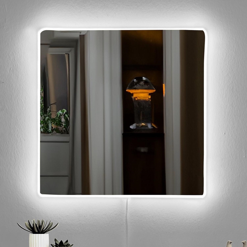 LED Nástenné zrkadlo s podsvietením SQUARE 50x50 cm biela