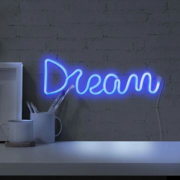 LED Neónová nástenná dekorácia DREAM LED/3W/3xAA modrá