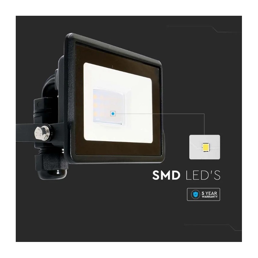 LED Reflektor s priamym napojením SAMSUNG CHIP LED/10W/230V IP65 6500K čierna