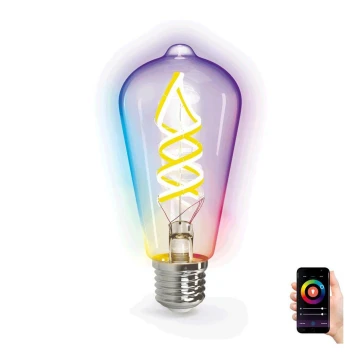 LED RGB+CCT Žiarovka FILAMENT ST64 E27/4,9W/230V 2700-6500K Wi-Fi - Aigostar