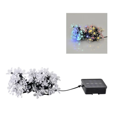 LED RGB Solárna reťaz FLOWER 50xLED/1,2V IP44