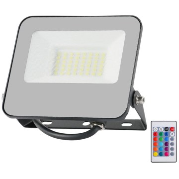 LED RGBW Stmievateľný reflektor LED/30W/230V IP65 šedá + diaľkové ovládanie