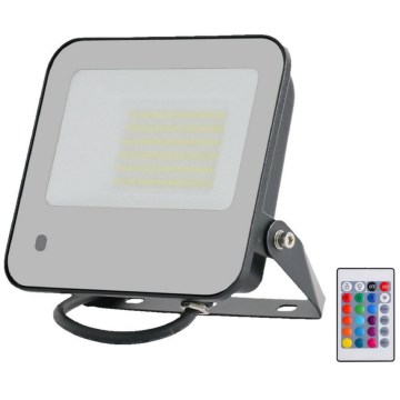 LED RGBW Stmievateľný reflektor LED/50W/230V IP65 šedá + diaľkové ovládanie