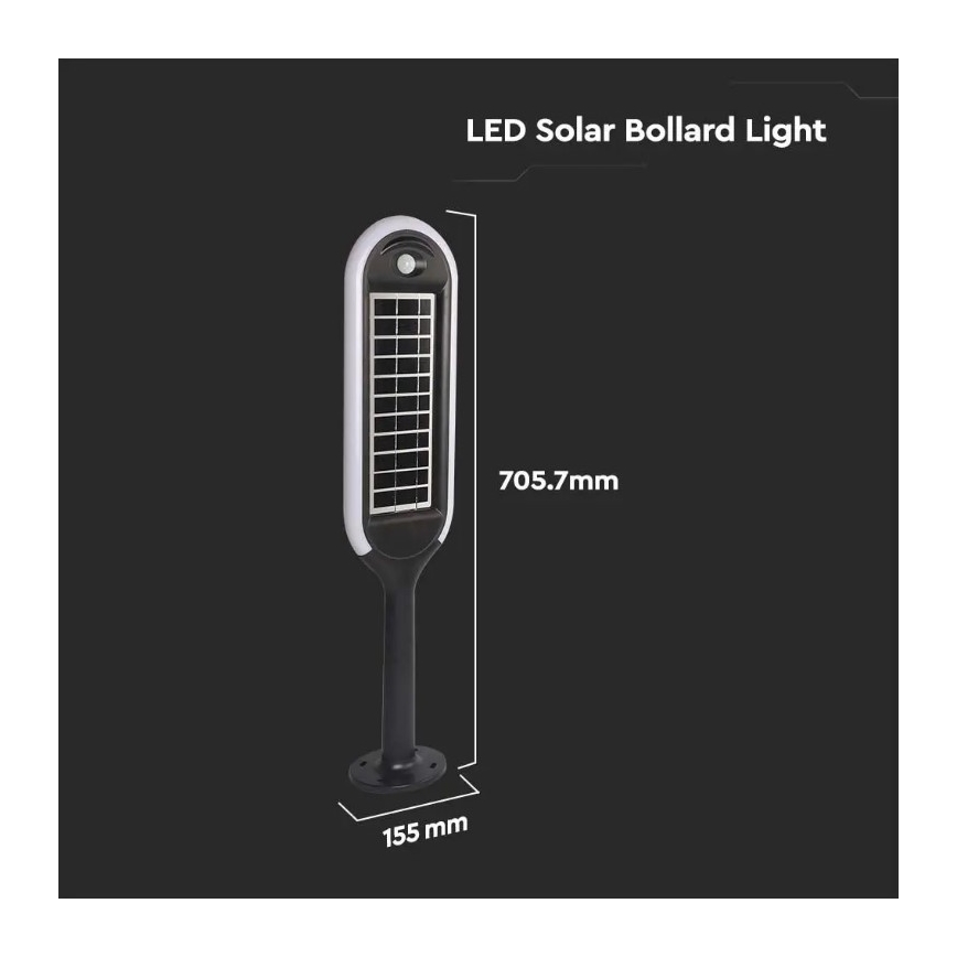 LED Solárna lampa so senzorom BOLLARD LED/5W/5,5V 70 cm 4000K IP65