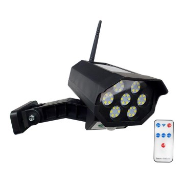 LED Solárna maketa bezpečnostnej kamery so senzorom LED/3,7V IP44 čierna + diaľkové ovládanie