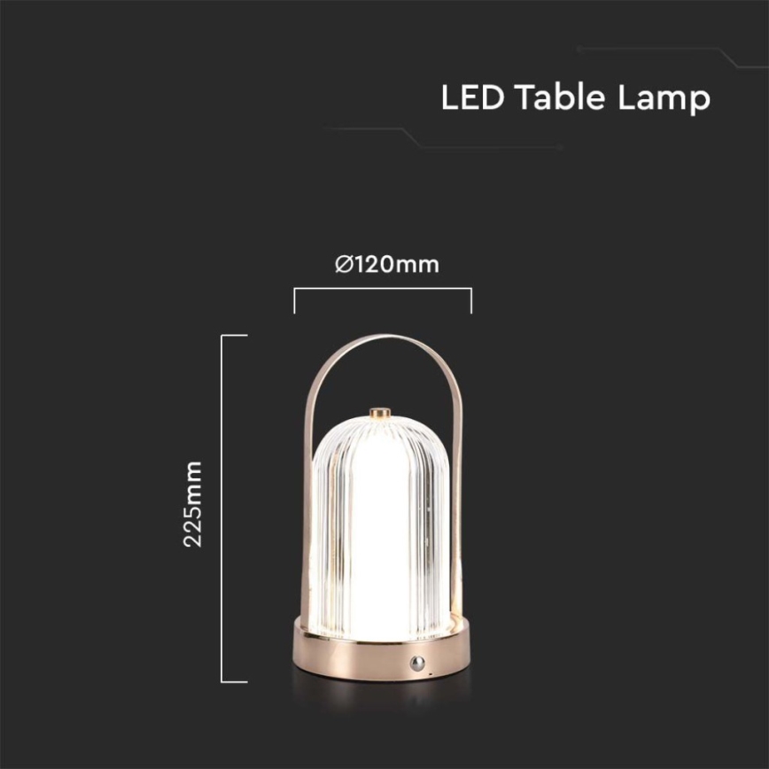 LED Stmievateľná dobíjacia dotyková stolná lampa LED/1W/5V 3000-6000K 1800 mAh zlatá