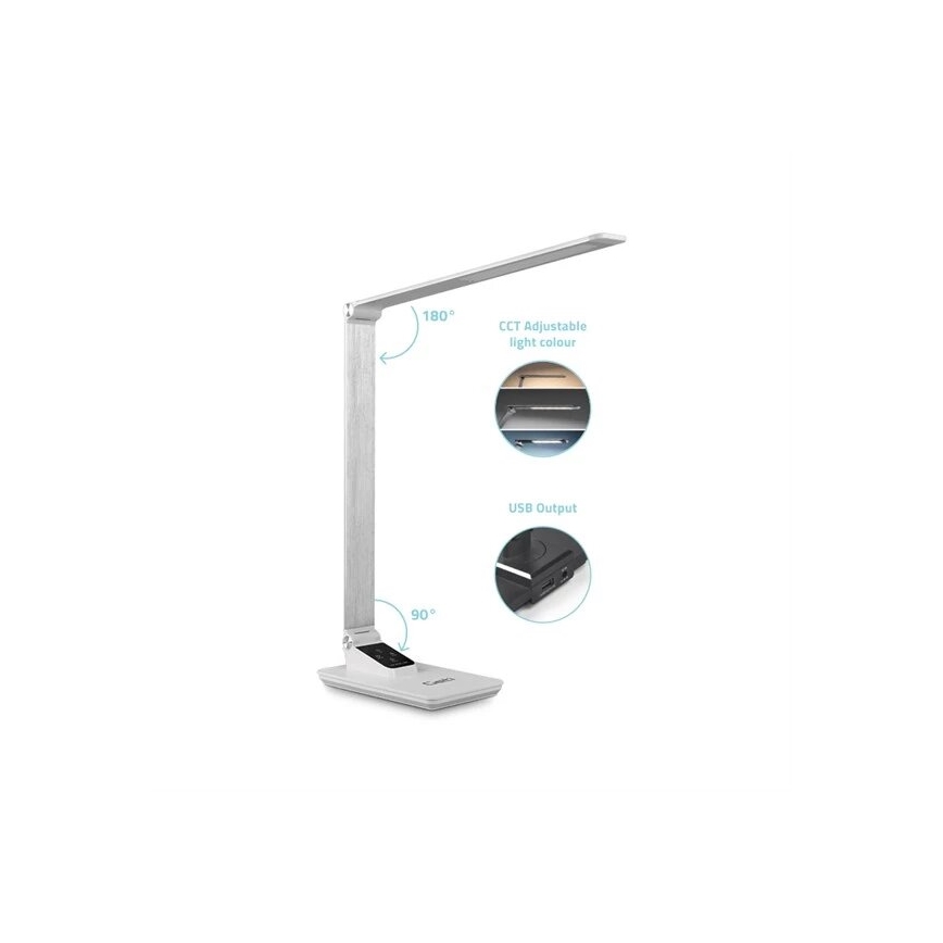 LED Stmievateľná stolná lampa s USB LED/7W/230V 3000K/4000K/5500K biela