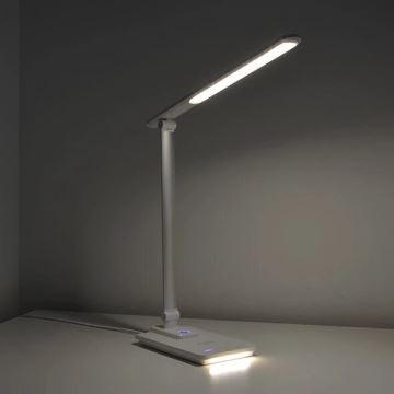 LED Stmievateľná stolná lampa s USB LED/9W/230V 3000K/4000K/5500K biela