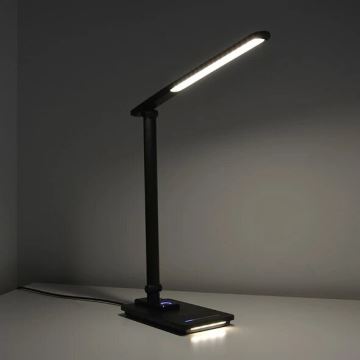 LED Stmievateľná stolná lampa s USB LED/9W/230V 3000K/4000K/5500K čierna