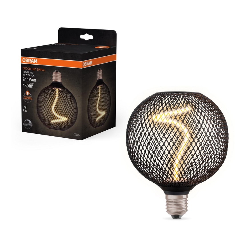 LED Stmievateľná žiarovka DECOR FILAMENT G125 E27/3,5W/230V 1800K čierna - Osram