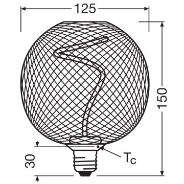 LED Stmievateľná žiarovka DECOR FILAMENT G125 E27/3,5W/230V 1800K čierna - Osram