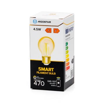 LED Stmievateľná žiarovka FILAMENT G45 E27/4,5W/230V 2700-6500K Wi-Fi - Aigostar