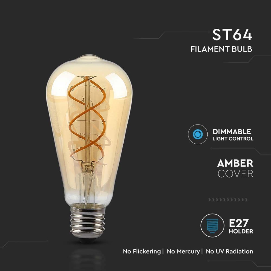 LED Stmievateľná žiarovka FILAMENT ST64 E27/4,8W/230V 1800K