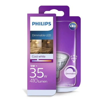 LED Stmievateľná žiarovka Philips GU5,3/5W/12V 4000K