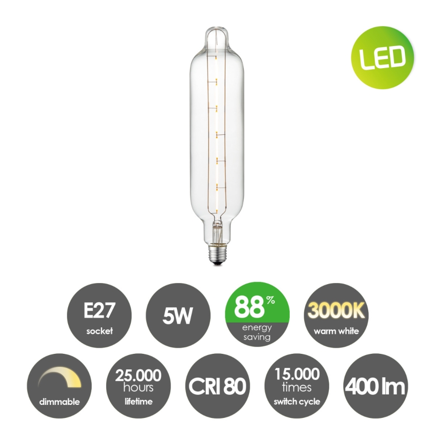 LED Stmievateľná žiarovka VINTAGE EDISON E27/5W/230V 3000K