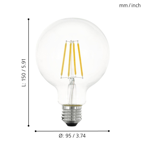 LED Stmievateľná žiarovka VINTAGE G95 E27/6W/230V 2700K - Eglo 11752