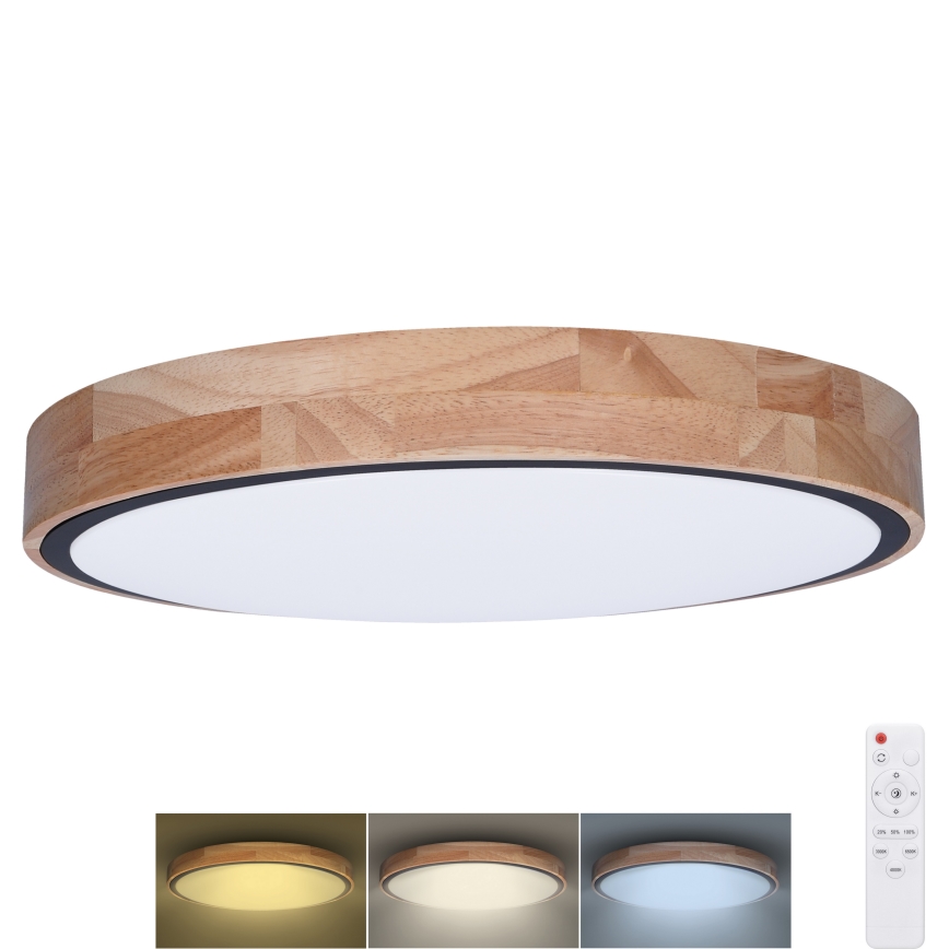 LED Stmievateľné stropné svietidlo IRON OAK LED/48W/230V 3000-6500K hnedá pr. 40 cm + diaľkové ovládanie