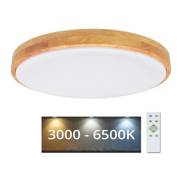 LED Stmievateľné stropné svietidlo LENA LED/24W/230V 3000-6500K dub + diaľkové ovládanie