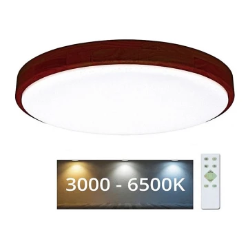 LED Stmievateľné stropné svietidlo LENA LED/24W/230V 3000-6500K dub + diaľkové ovládanie